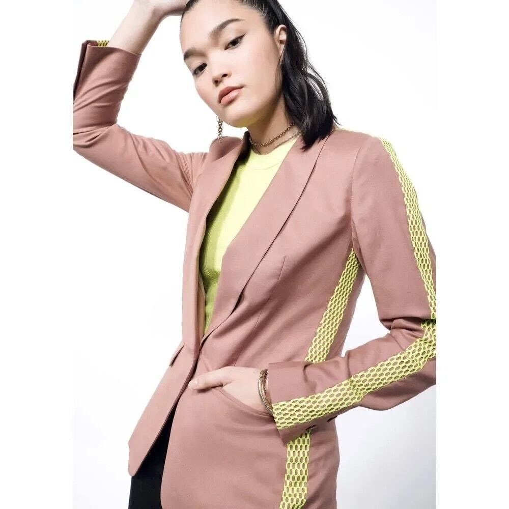 Wildfang The Empower Colorblock Tux Blazer NWT Dusty Pink Neon Lime Large